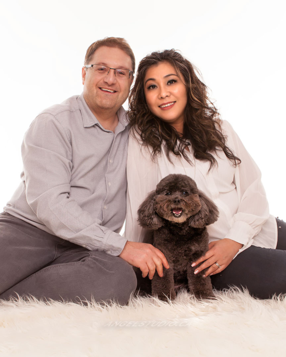 family portrait, studio portrait, dog portrait